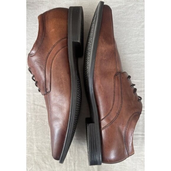 Florsheim Men's Size 10.5 D Forum Moc Toe Oxford Cognac Brown Lace Up - Picture 7 of 10